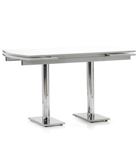 Vienna Table, White, Chrome Metal Legs