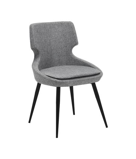 Maldive Chair, Grey Linen Fabric F9600, Black Metal Legs